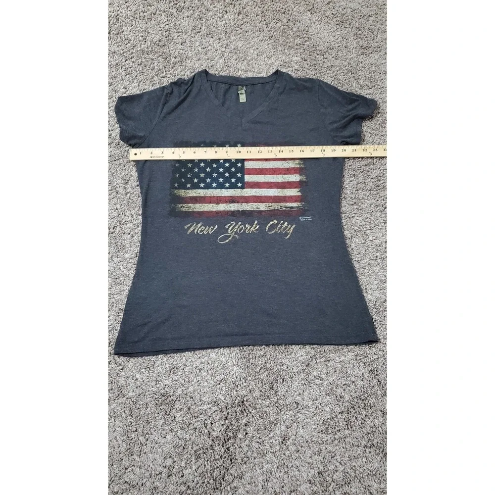 Womens T Shirt Size 2XL Gray Blue Red American Flag New York City Patriotic - Picture 4 of 6